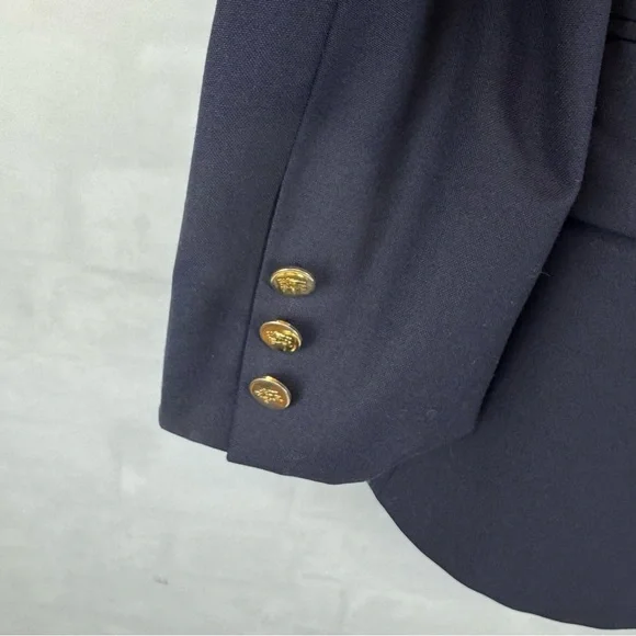 Burberrys Vintage Double Breasted Blazer Navy Gold Crest Buttons Men’s L - Picture 5 of 16